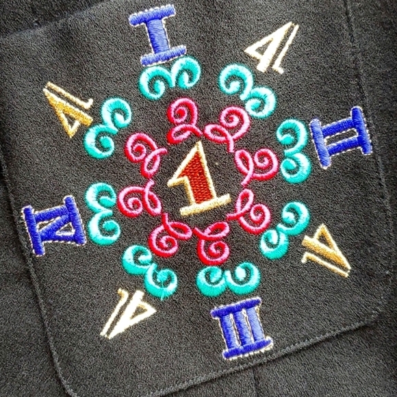 Suzelle Vintage 90s Black Colorful Alphabet Number Theatrical Blazer 14 Pristine - Picture 5 of 7